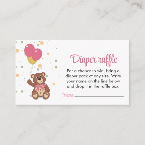Diaper Raffle Ticket Blush Pink Girl Baby Shower Enclosure Card