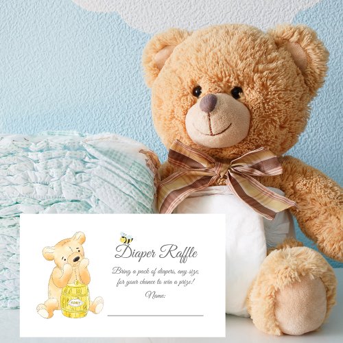 Diaper Raffle Ticket Boy Teddy Bear Honey Bee Enclosure Card