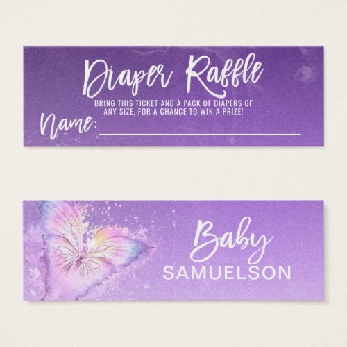 DIAPER RAFFLE Ticket Butterfly Purple Baby Shower