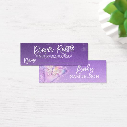 DIAPER RAFFLE Ticket Butterfly Purple Baby Shower (Desk)