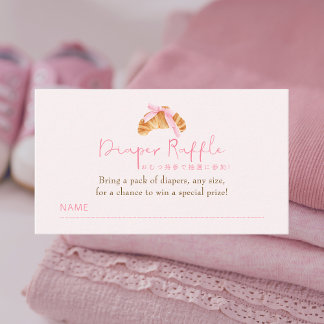 Diaper Raffle Ticket Coquette Croissant Enclosure Card