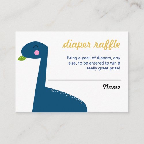 Diaper Raffle Ticket Dinosaur Baby shower Blue  Enclosure Card