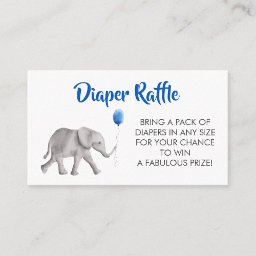 Diaper Raffle Ticket Elephant Baby Shower Blue Enclosure Card