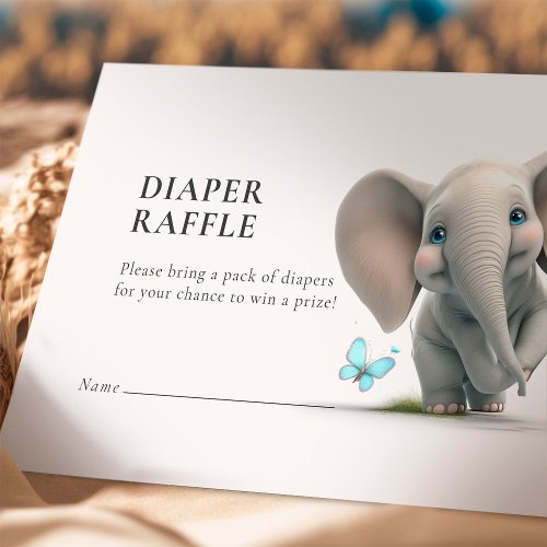 Diaper Raffle Ticket Elephant Blue Boy Enclosure Card