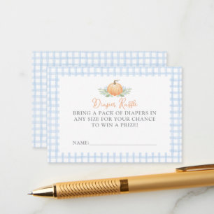 Diaper Raffle Ticket   Fall Gingham Pumpkin Enclosure Card
