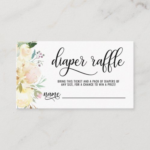 DIAPER RAFFLE Ticket Floral Pink Ivory Baby Shower Enclosure Card