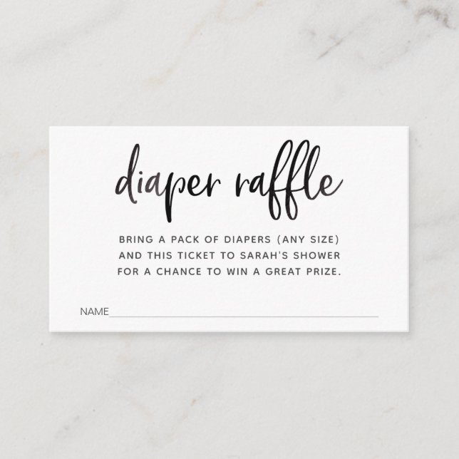 Diaper Raffle Ticket for Baby Shower Enclosure Card (Front)