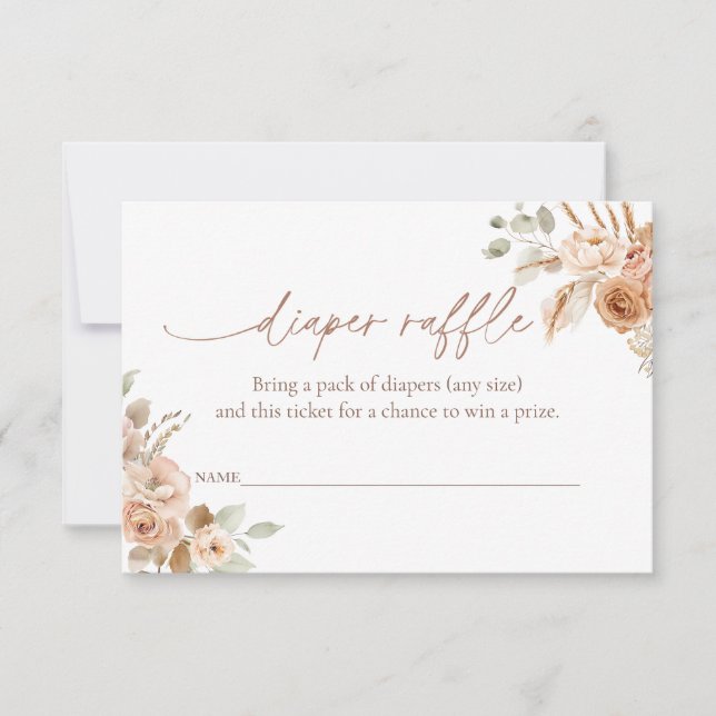 Diaper Raffle Ticket for Baby Shower Insert Card  (Front)