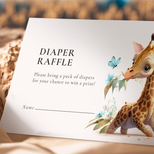 Diaper Raffle Ticket Giraffe Blue Boy Enclosure