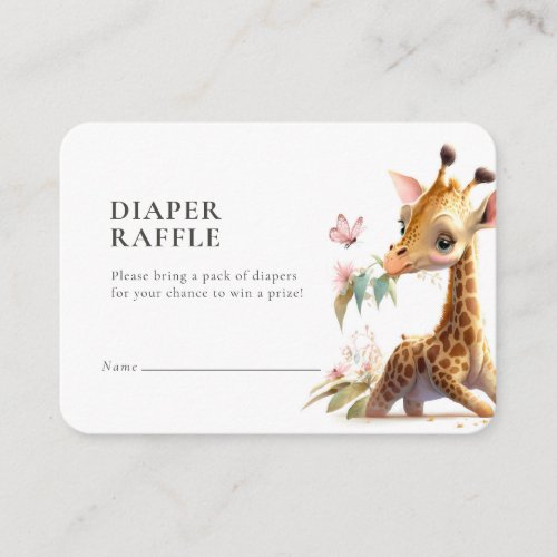 Diaper Raffle Ticket Giraffe Girl Pink Enclosure Card