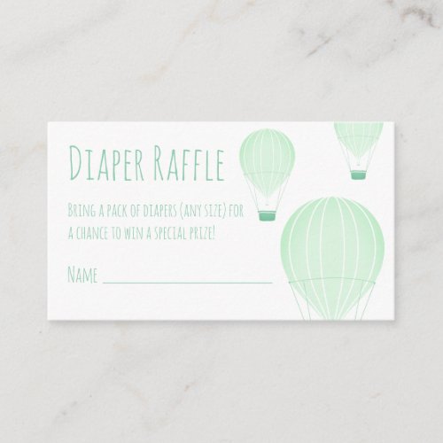 Diaper Raffle Ticket Green Hot Air Balloons Enclosure Card