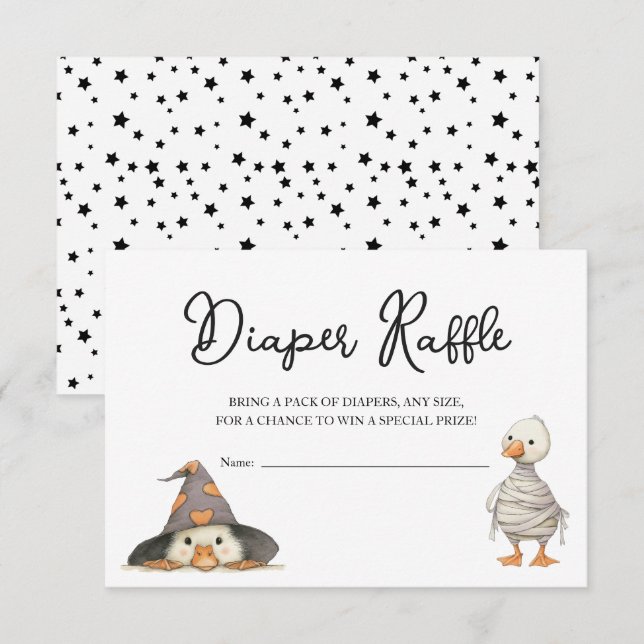 Diaper Raffle ticket halloween goose Baby Shower  Enclosure Card (Front/Back)