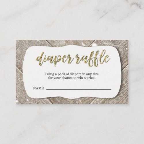 Diaper Raffle Ticket Insert for Rustic Invitation - A wonderfully rustic winter backdrop for your bridal or baby shower invitation insert, inviting guests to bring in diapers for a chance at a raffle prize.