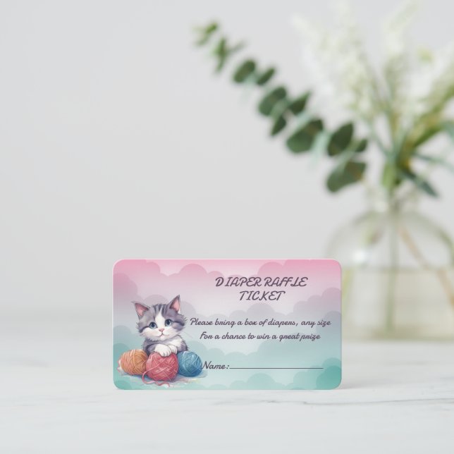 Diaper Raffle Ticket Kitten Enclosure Card (Standing Front)