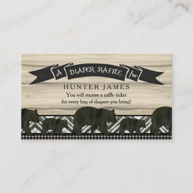 Diaper Raffle Ticket Lumberjack Bear Cubs Boy Enclosure Card | Zazzle
