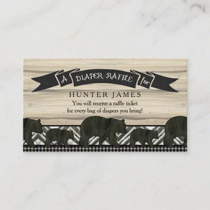 Diaper Raffle Ticket Lumberjack Bear Cubs Boy Enclosure Card | Zazzle