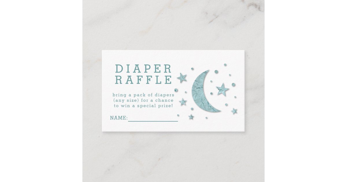 Diaper Raffle Ticket Mint Stars Moon Baby Shower Enclosure Card | Zazzle