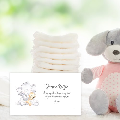 Diaper Raffle Ticket Modern Baby Elephant Enclosure Card