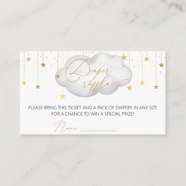 Diaper Raffle Ticket, Moon & Stars Enclosure Card (Front)