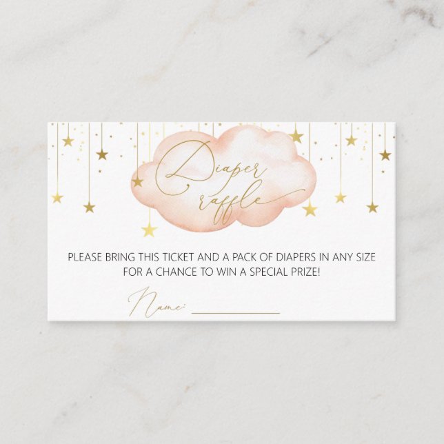 Diaper Raffle Ticket, Moon & Stars Pink Enclosure (Front)