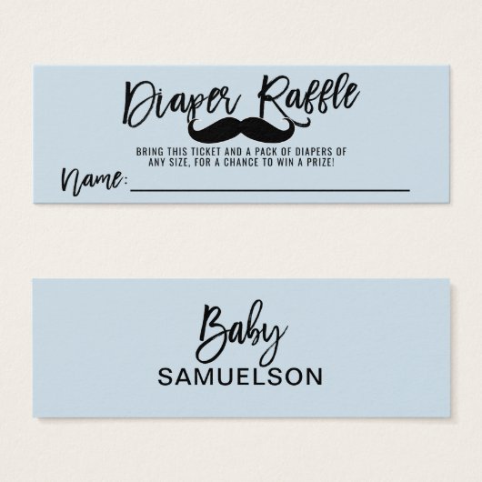 DIAPER RAFFLE Ticket Mustache Little Man Shower (Front & Back)