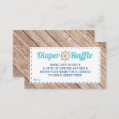 Diaper Raffle Ticket, Nautical, Blue, Aqua Enclosure Card (Front/Back)