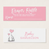 DIAPER RAFFLE Ticket Pink Elephant Baby Shower (Front & Back)