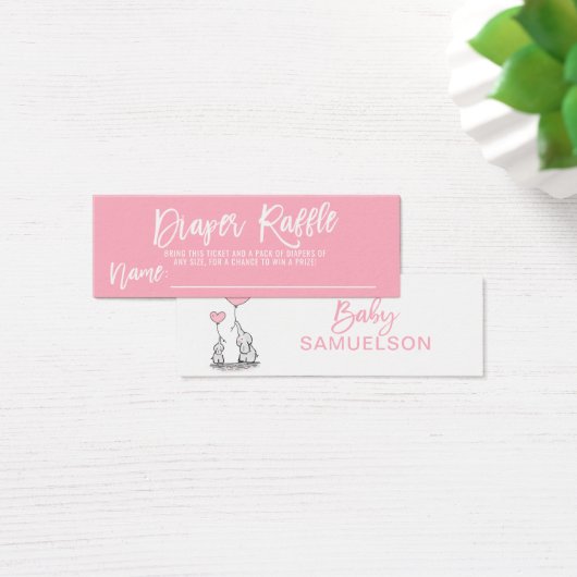 DIAPER RAFFLE Ticket Pink Elephant Baby Shower (Desk)