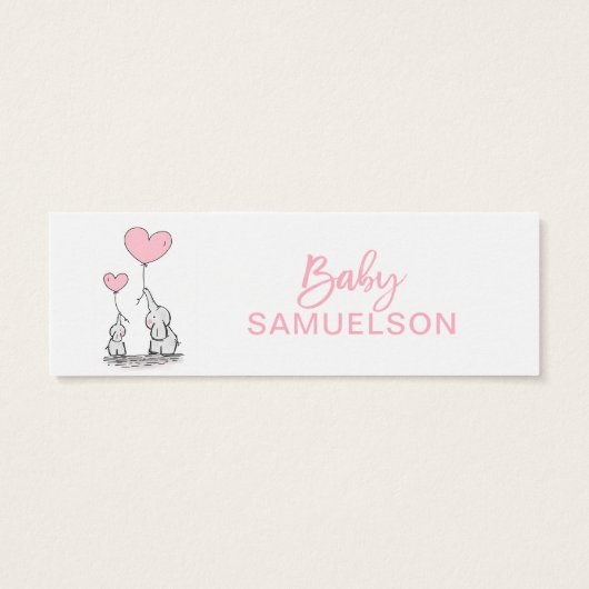 DIAPER RAFFLE Ticket Pink Elephant Baby Shower (Back)