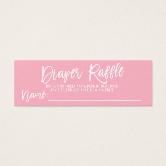 DIAPER RAFFLE Ticket Pink Girl Baby Shower (Front)