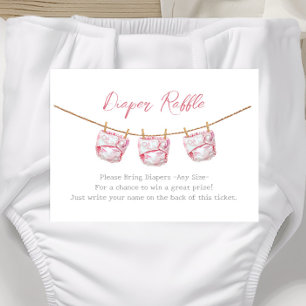 Diaper Raffle Ticket Pink Girl Baby Shower Enclosure Card