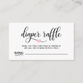 DIAPER RAFFLE Ticket Pink Heart Baby Shower Enclosure Card (Front)