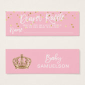 DIAPER RAFFLE Ticket Pink Princess Baby Shower (Front & Back)