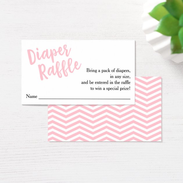 Diaper Raffle Ticket-Pink Script Business Card