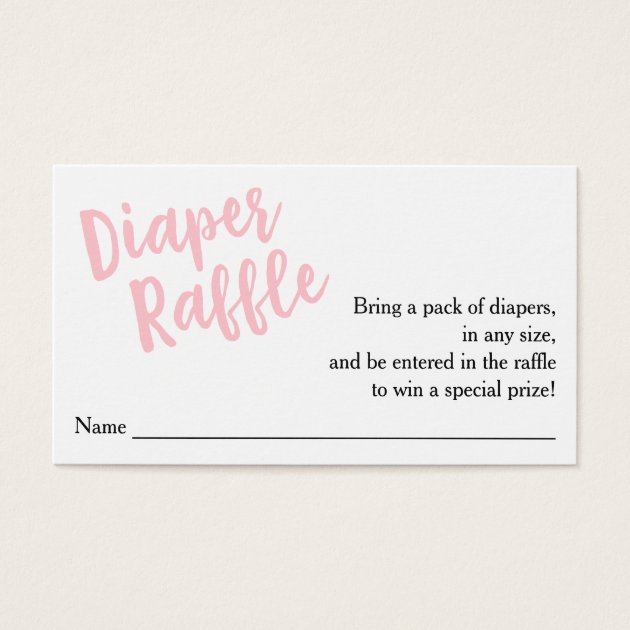 Diaper Raffle Ticket-Pink Script Business Card