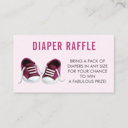 Diaper Raffle Ticket Pink Sneakers Baby Shower Enclosure Card