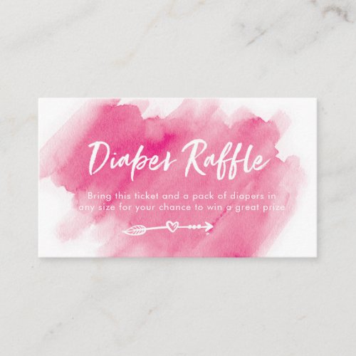 Diaper Raffle ticket  Pink watercolor Enclosure Card