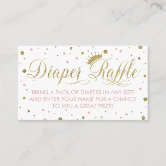 Diaper Raffle Ticket, Princess, Pink Enclosure Card