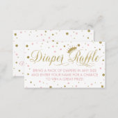 Diaper Raffle Ticket, Princess, Pink Enclosure Card (Front/Back)