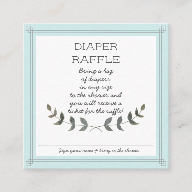 Diaper Raffle Ticket Rustic Farm Modern Baby (Front)