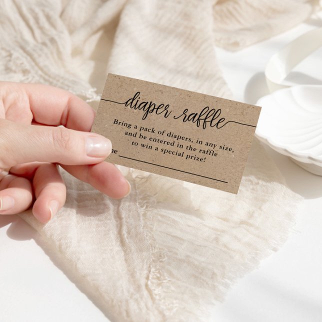 Diaper Raffle Ticket, Rustic Kraft Baby Shower Enclosure Card (Creator Uploaded)