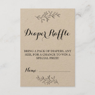 Diaper Raffle ticket rustic Kraft Baby Shower Invitation