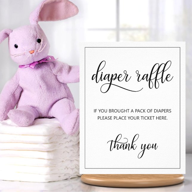 DIAPER RAFFLE Ticket SIGN Black White Baby Shower (Creator Uploaded)