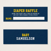 DIAPER RAFFLE Ticket Sport Blue Yellow Baby Shower (Front & Back)
