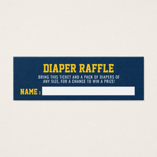 DIAPER RAFFLE Ticket Sport Blue Yellow Baby Shower (Front)