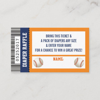 Diaper Raffle Ticket, Sports, Baseball Baby Shower Enclosure Card