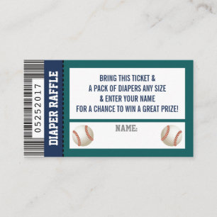 Diaper Raffle Ticket, Sports, Baseball Baby Shower Enclosure Card