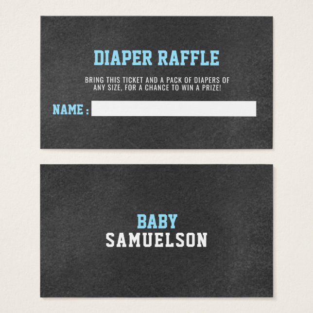 DIAPER RAFFLE Ticket Sports Chalkboard Baby Shower (Front & Back)