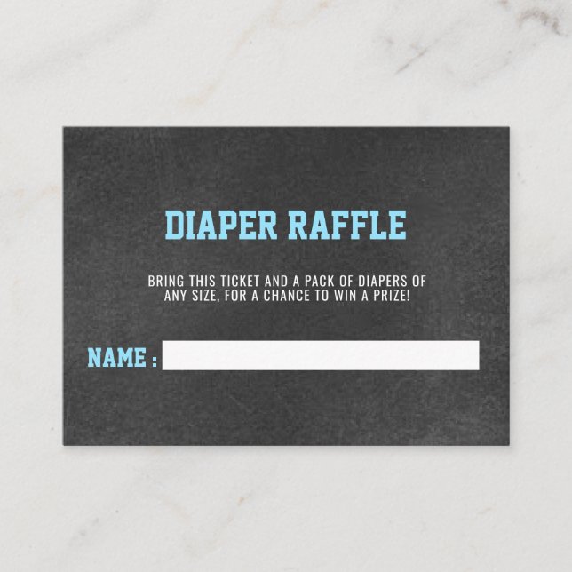 DIAPER RAFFLE Ticket Sports Chalkboard Baby Shower Enclosure Card (Front)