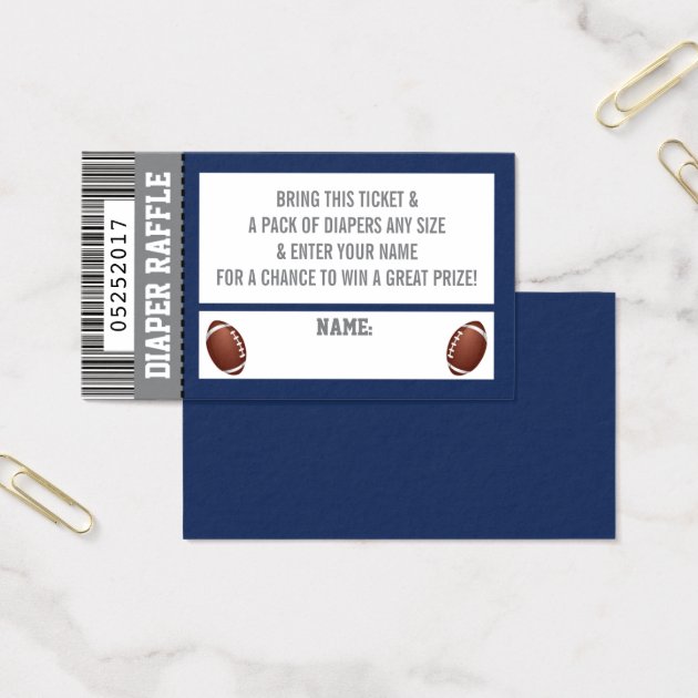 Diaper Raffle Ticket, Sports, Football Baby Shower Business Card